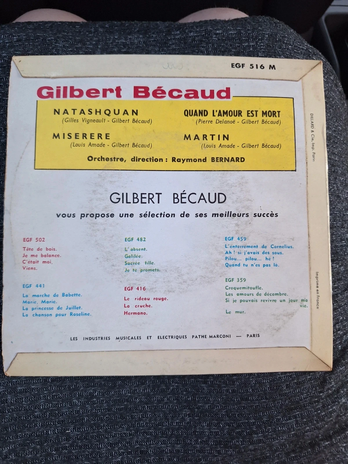 Vinyl Gilbert Becaud Natashquan – photo 2